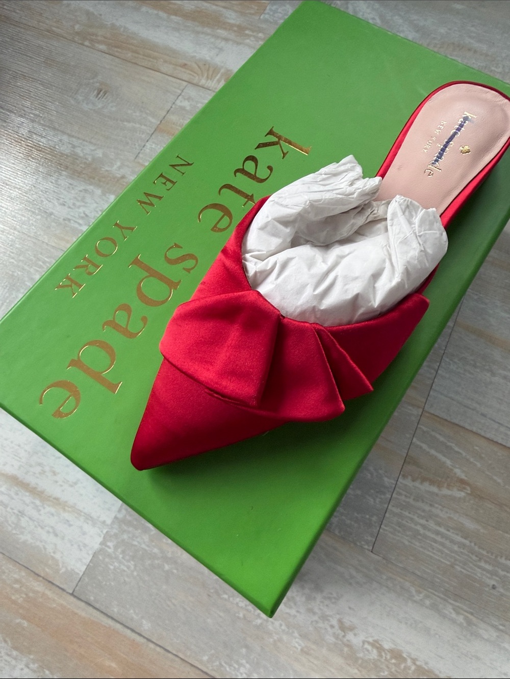 kate spade Bright Pink Pointed Bow Satin Mule